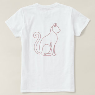 Rosa Ehefrau Minimalist Katzen Weißes T-Shirt