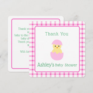 Rosa Ei Kleines Küken Mädchen Baby Shower FLAT Dankeskarte