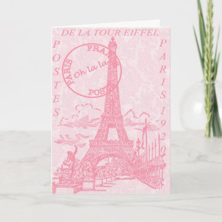 Rosa Eiffel-Gruß-Karten Karte