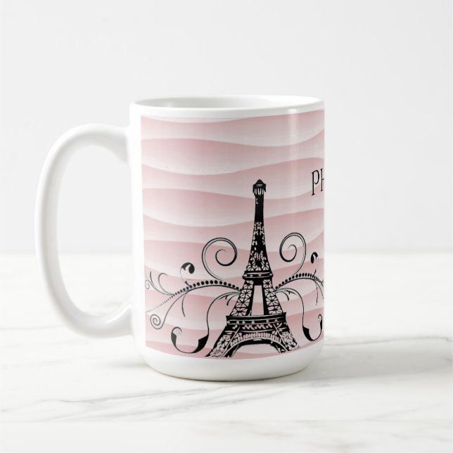 Rosa Eiffelturm Blüh Kaffee Tasse (Links)