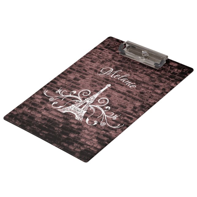 Rosa Eiffelturm Grunge Clipboard Klemmbrett (Schrägansicht)