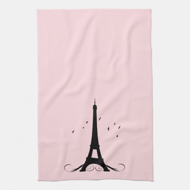 Rosa Eiffelturm Paris Küchentuch (Vertikal)