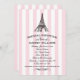 Rosa Eiffelturm Paris Wedding Brautparty Einladung (Vorne/Hinten)