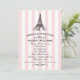 Rosa Eiffelturm Paris Wedding Brautparty Einladung (Stehend Vorderseite)