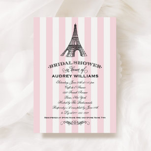 Rosa Eiffelturm Paris Wedding Brautparty Einladung