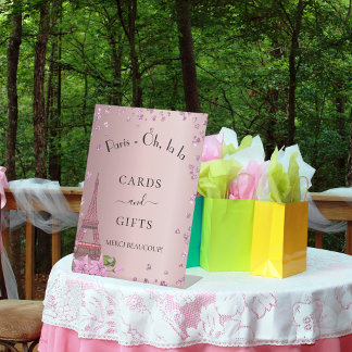 Rosa-Eiffelturm-Party-Kartengeschenke von Paris Sockelschild