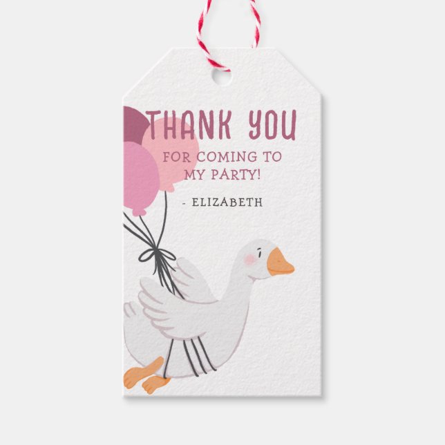 Rosa Ein Albernes Gänse 1. Geburtstag Gastgeschenk Geschenkanhänger (Vorderseite)