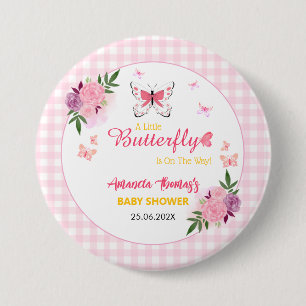 Rosa Ein Kleiner Schmetterling Ist Auf Dem Weg Bab Button
