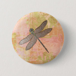 Rosa Eindrücke Dragonfly Button