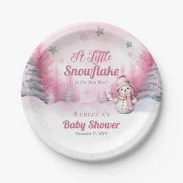Rosa eine kleine Schneeflocke | Snow Girl Baby Dus Pappteller