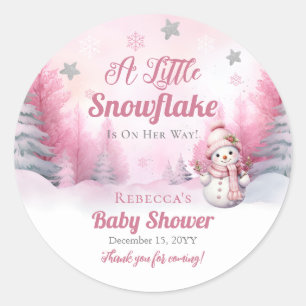 Rosa eine kleine Schneeflocke Snow Girl Baby Dus Runder Aufkleber