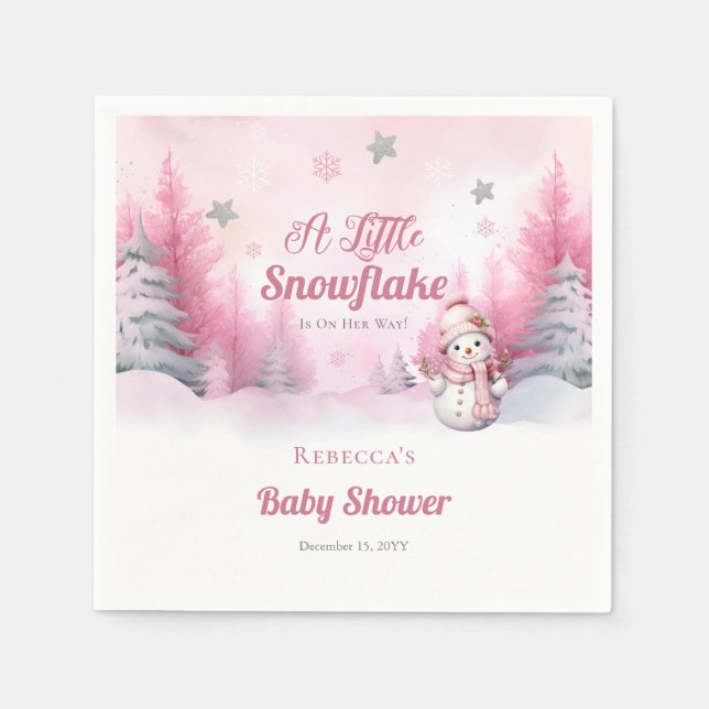 Rosa eine kleine Schneeflocke | Snow Girl Baby Dus Serviette (Vorderseite)