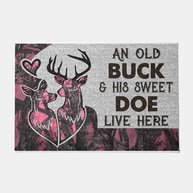 Rosa einen alten Buck und seine süße Dose Fußmatte (Vorderseite)