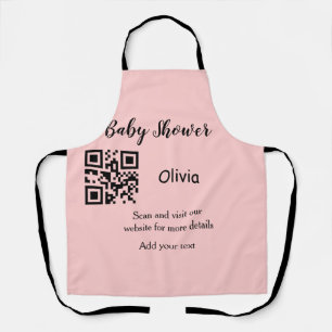 Rosa einfache Babydusche q r Code hinzufügen Name  Schürze
