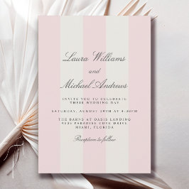 Rosa einfache Cabana-Streifen-Hochzeit Einladung