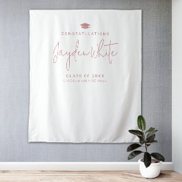 Rosa einfache moderne Schriftzug-Name-Abschlussfei Wandteppich