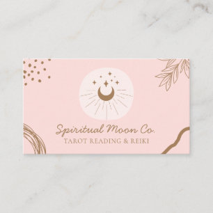 Rosa einfache Röte Mond Sterne spirituell Reiki Visitenkarte