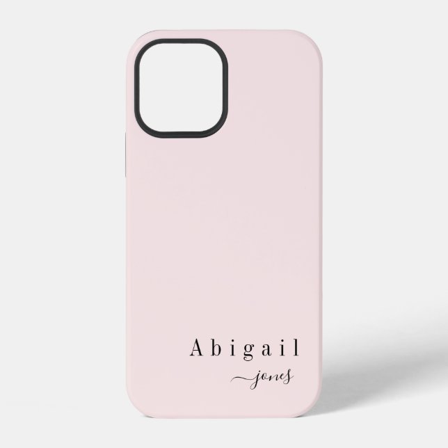 Rosa einfache Schriftart Name elegant personalisie iPhone Hülle (Rückseite)