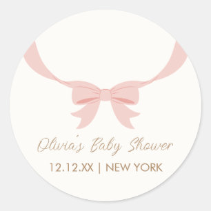 Rosa einfache Vintage-Schleife Mädchen-Baby-Party Runder Aufkleber