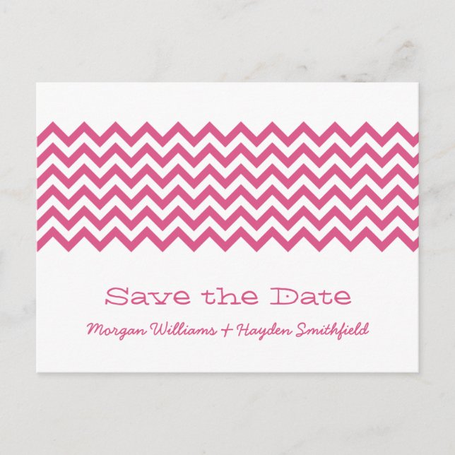 Rosa Einfache Zickzack Save the Date Postkarte (Vorderseite)