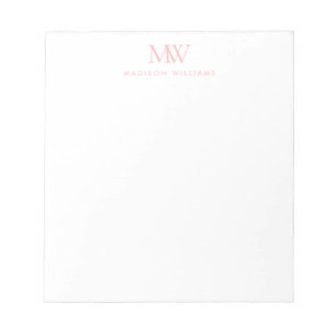 Rosa einfaches elegantes modernes Monogramm Notizblock