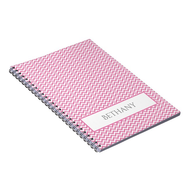 Rosa Einfaches Zickzack Personalisiertes Notebook Notizblock (Rechte Seite)
