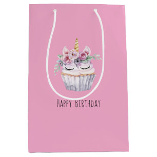 Rosa Einhorn Blumen Cupcake Geburtstag Mittlere Geschenktüte