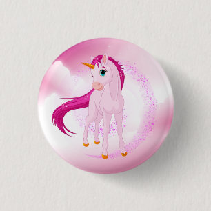 Rosa Einhorn Button