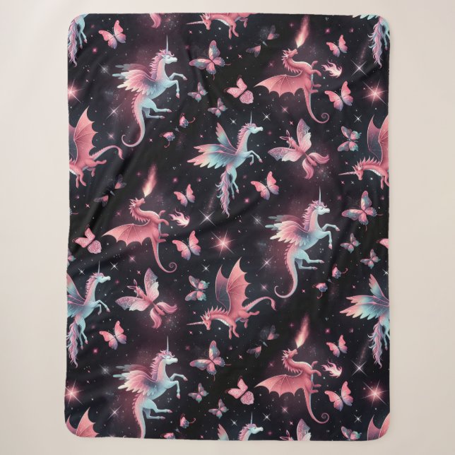 Rosa Einhorn-Drache-Mix Sherpadecke (Vorderseite)