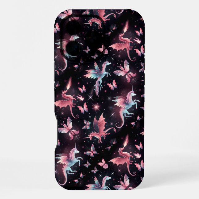 Rosa Einhorn-Drachen-Mix iPhone Hülle (Rückseite)