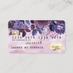 Rosa Einhorn Driving Credit Card Gold Floral Visitenkarte
