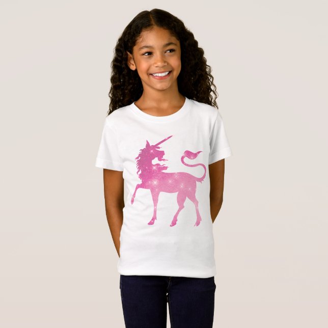 Rosa Einhorn Fantasy Girls T - Shirt (Vorne ganz)