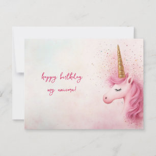 Rosa Einhorn Geburtstag Postkarte