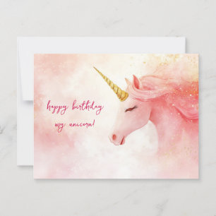Rosa Einhorn Geburtstag Postkarte