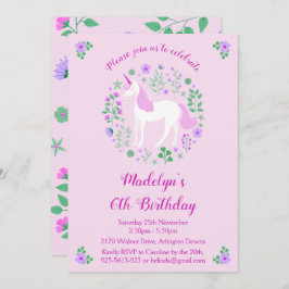 Rosa Einhorn Geburtstagsparty Einladung