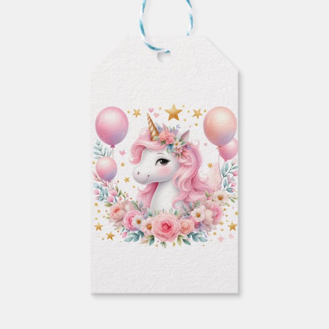 Rosa Einhorn Geschenkanhänger (Rückseite)