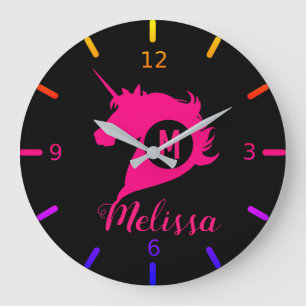 Rosa Einhorn Große Wanduhr