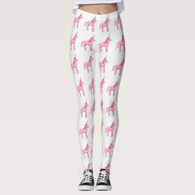 Rosa Einhorn Leggings (Vorderseite)