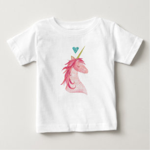 Rosa Einhorn-Magie mit Herzen Baby T-shirt