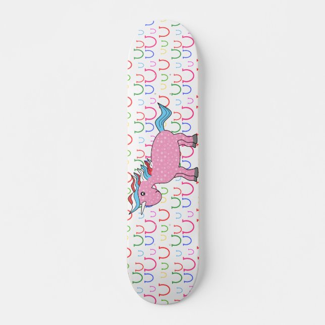 Rosa Einhorn mit weißen Sternen Skateboard (Vorne)