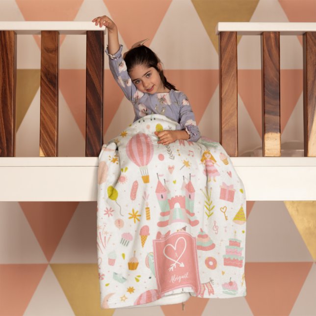 Rosa Einhorn Party Muster Mit Monogramm Girl Kinde Fleecedecke (Von Creator hochgeladen)