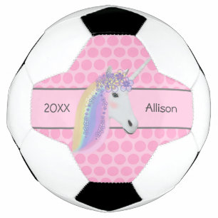 Rosa Einhorn Personalisierte Girls Fußball