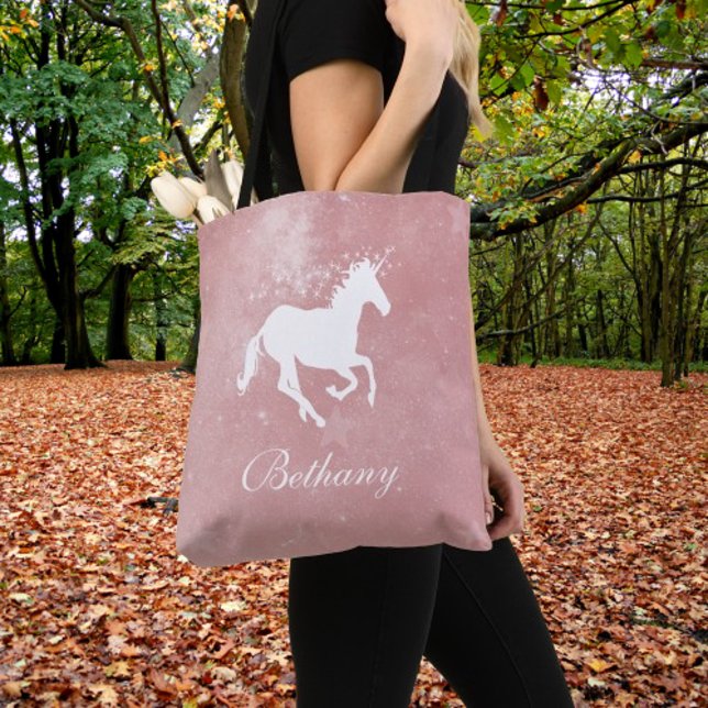 Rosa Einhorn Personalisierte Tote Tasche (Pink Unicorn Personalized Tote Bag)