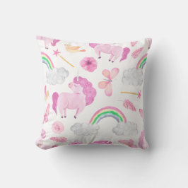 Rosa Einhorn Rainbows Girly Magical Butterfells Kissen