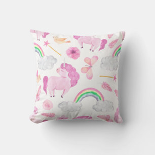 Rosa Einhorn Rainbows Girly Magical Butterfells Kissen
