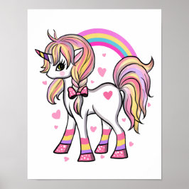 Rosa Einhorn-Regenbogenblase Poster