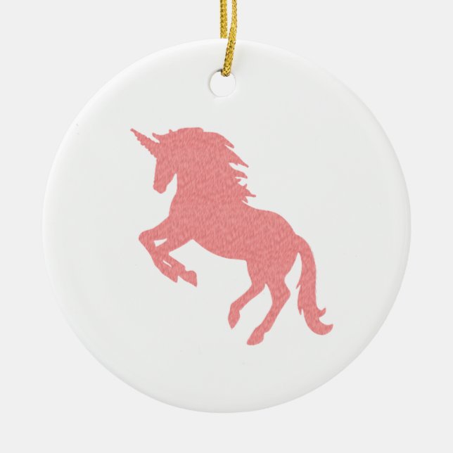 Rosa Einhorn Silhouette Keramik Ornament (Vorne)