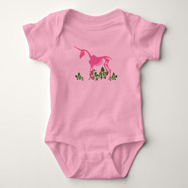 Rosa Einhorn Skelett Baby Strampler (Vorderseite)