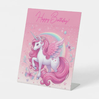 Rosa Einhorn Sockelschild