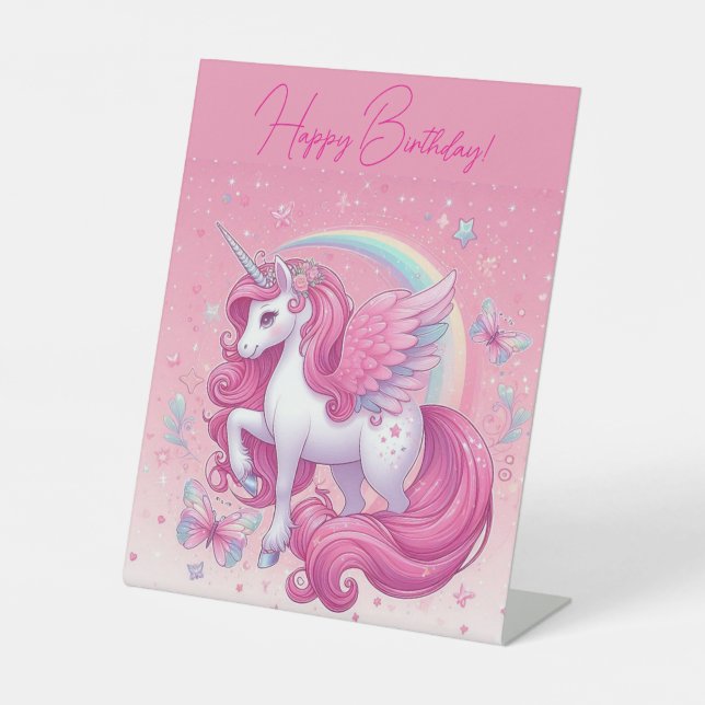 Rosa Einhorn Sockelschild (Vorderseite)